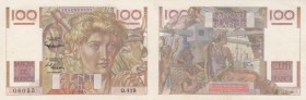 France, 100 Francs, 1922, AUNC, p128e
serial number: Q.419 06055