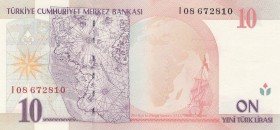 Turkey, 10 New Turkish Lira, 2005, UNC, p218
serial number: I08 672810, Atatürk portrait