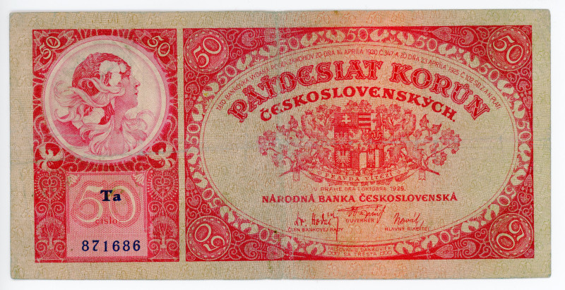 Czechoslovakia 50 Korun 1929

P# 22a, N# 285771; # Ta 871686; F