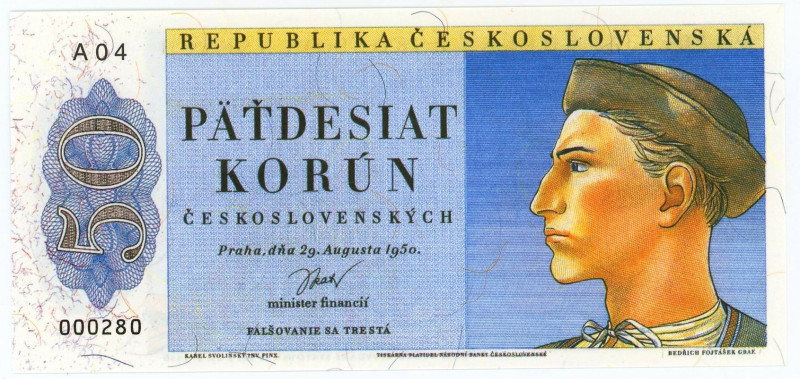 Czechoslovakia 50 Korun 1950 (2003) Not Issued

# A04 000280; UNC