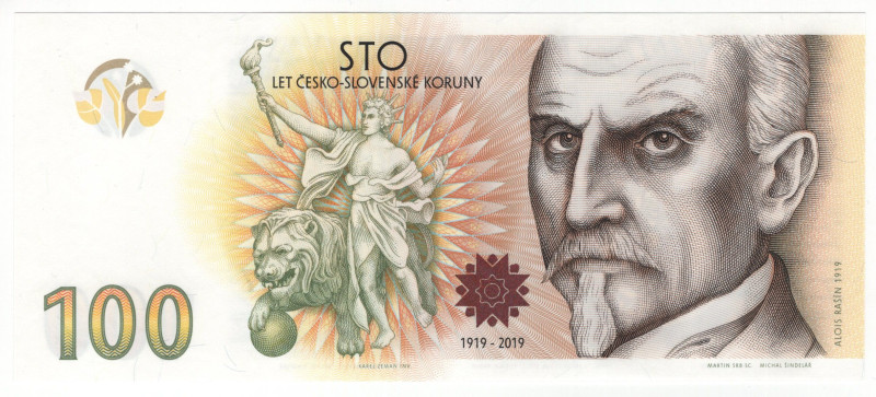 Czech Republic 100 Korun 2019 (2020) "100th Anniversary of the Czechoslovak Crow...