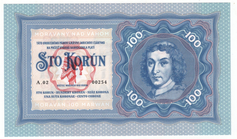 Slovakia 100 Korun 2019 Specimen

"Moravany nad Váhom" Fantasy Banknote; Limit...