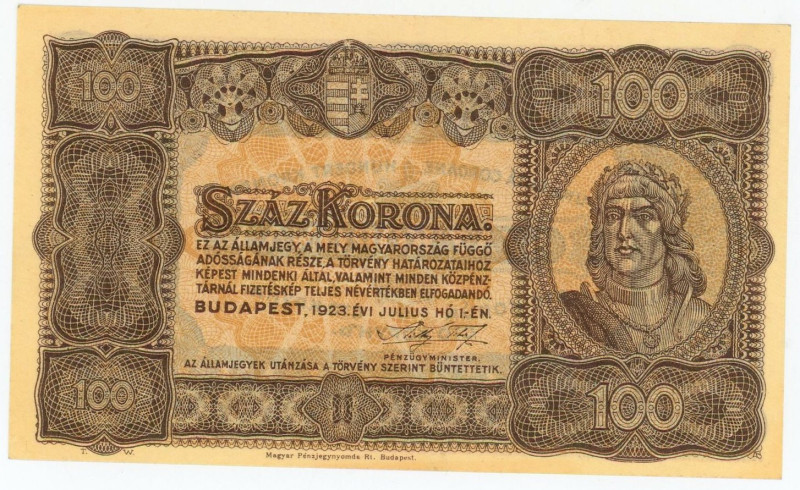 Hungary 100 Korona 1923

P# 73a, N# 207204; AUNC