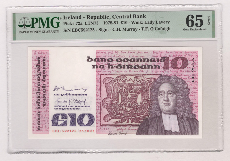 Ireland 10 Pounds 1981 PMG 65 EPQ

P# 72a, # EBC592125