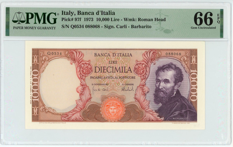 Italy 10000 Lire 1973 PMG 66EPQ Gem UNC

P# 97f, N# 203654; # Q0534 088068