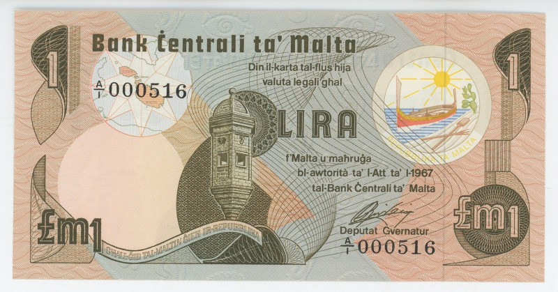 Malta 1 Lira 1979 (ND)

P# 34a, N# 206731; # A/1 000516; UNC