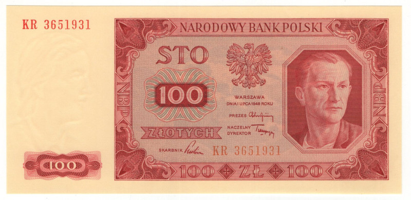 Poland 100 Zlotych 1948

P# 139, N# 210737; # KR 3651931; UNC