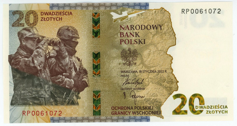 Poland 20 Zlotych 2022

N# 333545; # RP0061072; Protection of the Eastern Bord...