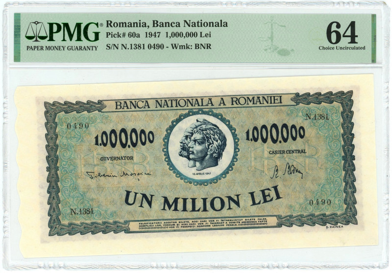 Romania 1000000 Lei 1947 Specimen PMG 64 EPQ Choice UNC

P# 60a, N# 205749; # ...