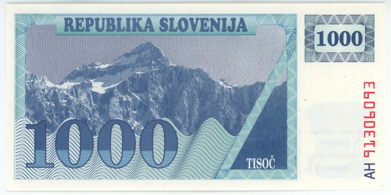 Slovenia 1000 Tolatjev 1990

P# 9, N# 208128; # AH91306093; UNC