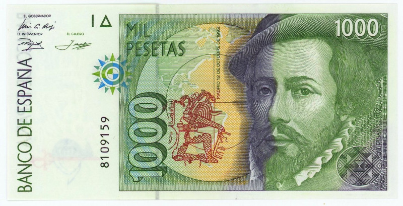 Spain 1000 Pesetas 1992

P# 163, N# 203228; # 8109159; UNC