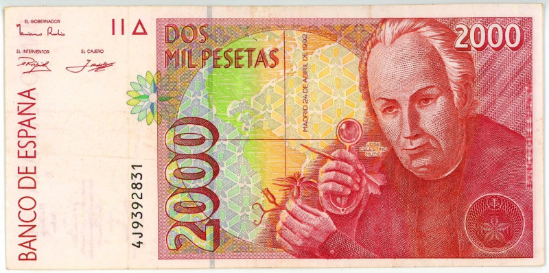 Spain 2000 Pesetas 1992

P# 164, N# 204591; # 4J 9392831; VF+/XF-