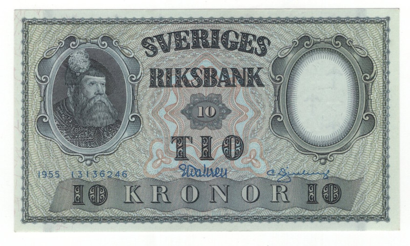 Sweden 10 Kronor 1955

P# 43c, N# 206131; # 13163246; UNC-