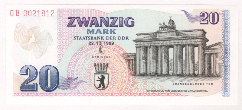 Germany - DDR 20 Mark 1989

P# CS1, # GB0021812; UNC