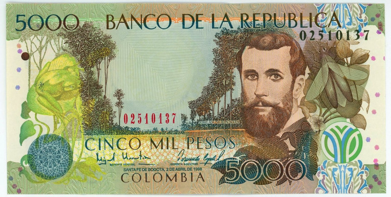 Colombia 5000 Pesos 1998

P# 447, N# 207876; # 2510137; UNC