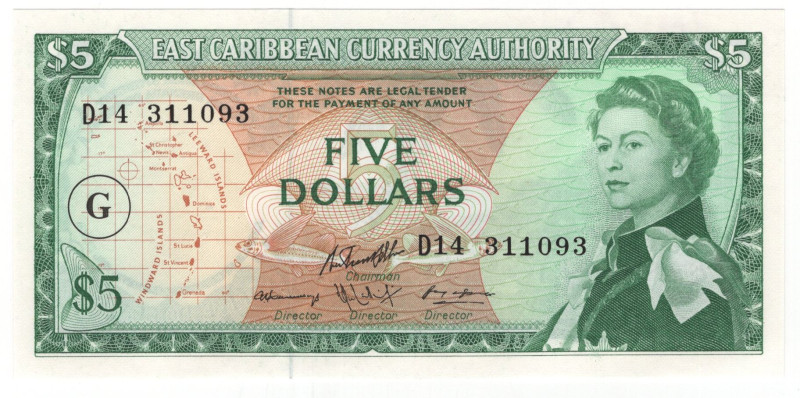 East Caribbean States Grenada 5 Dollars 1965 (ND)

P# 14k, N# 202484; # D14 31...