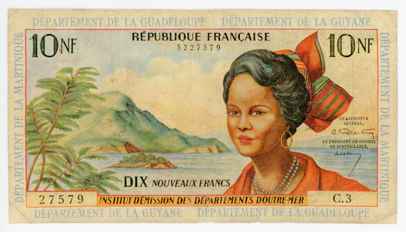 French Antilles 10 Nouveaux Francs 1963 (ND)

P# 5a, N# 210727; # C.3 27579; F