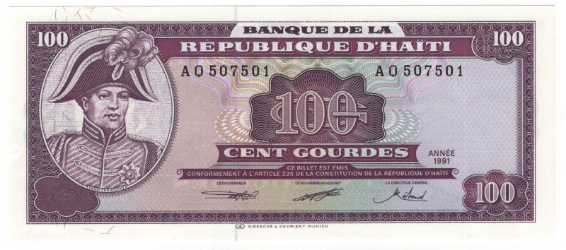 Haiti 100 Gourdes 1991

P# 258a, N# 252640; # AQ 507501; UNC