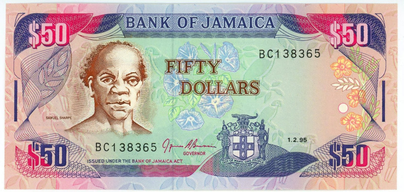 Jamaica 50 Dollars 1995

P# 73c, N# 206582; # BC 138365; UNC