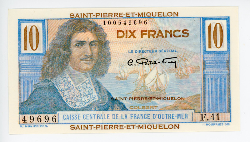 Saint Pierre & Miquelon 10 Francs 1950 - 1960 (ND)

P# 23, N# 233789; #F.41 49...