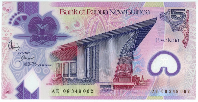 Papua New Guinea 5 Kina 2008

P# 29a, N# 205191; # AE 08349062; UNC