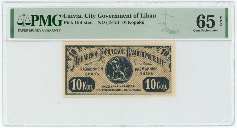 Latvia Libava 10 Kopeks 1915 (ND) PMG 65EPQ Gem UNC

#VALUE!