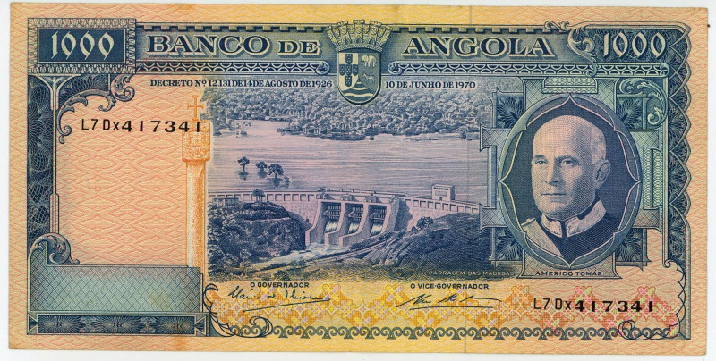 Angola 1000 Escudos 1970

P# 98, N# 224269; # L7 Dx 417341; VF+