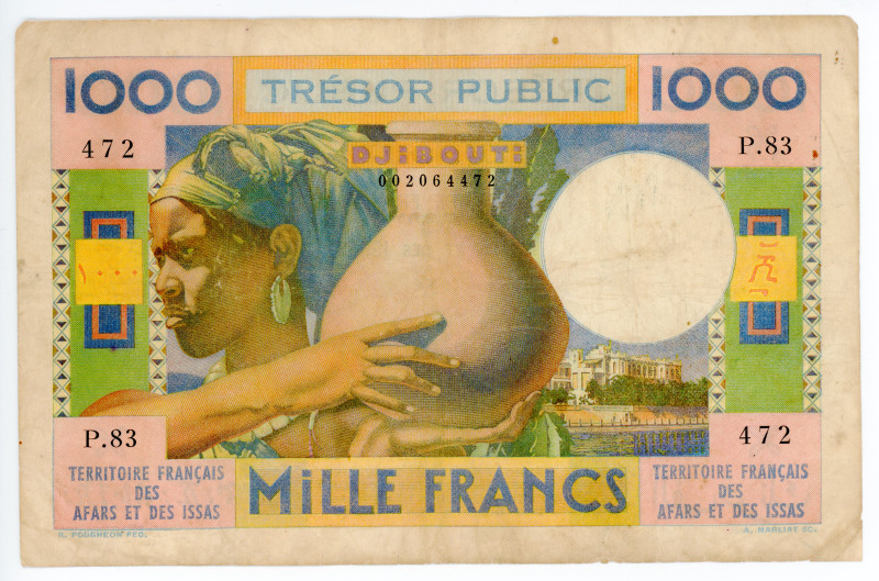 French Afars & Issas 1000 Francs 1974 (ND)

P# 32, N# 262160; # P.83 002064472...