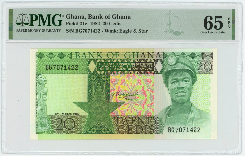 Ghana 20 Cedis 1982 PMG 65EPQ Gem UNC

P# 21, N# 207506; # BG7071422