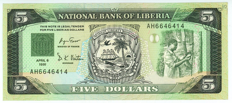 Liberia 20 Dollars 1991

P# 20, N# 215971; # AH 6646414; UNC