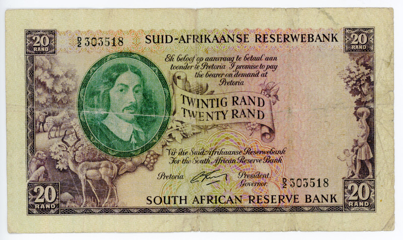 South Africa 20 Rand 1962 - 1965 (ND)

P# 108A, N# 232028; # D/2 303518; First...