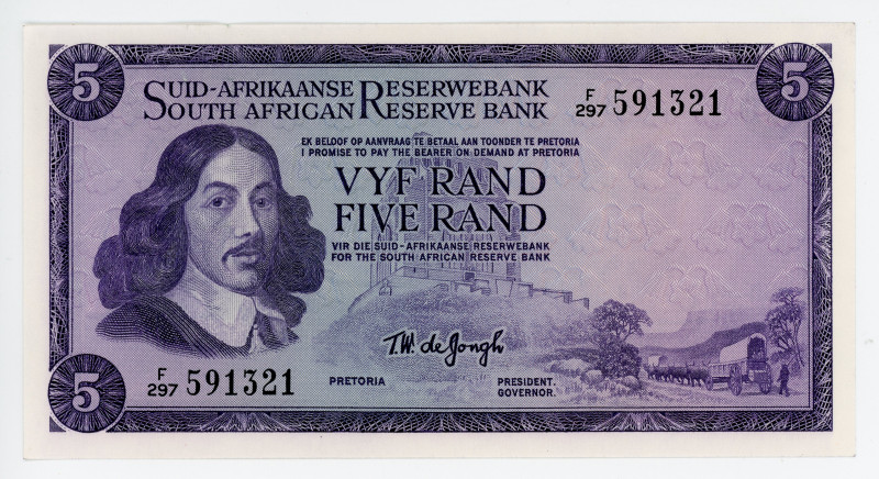 South Africa 5 Rand 1975 - 1976 (ND)

P# 112c, N# 201800; # F/297591321; UNC