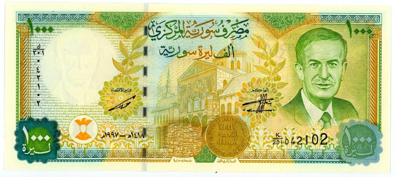 Syria 1000 Pounds 1997

P# 111c, N# 208878; # K/201 042102; UNC