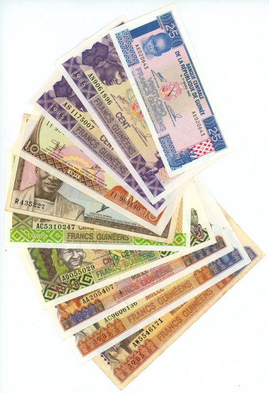 Guinea Lot of 10 Banknotes 1960 - 1998

Various Denominations, Dates & Conditi...