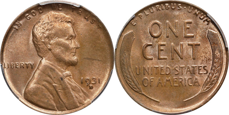 1931-D Lincoln Cent. MS-65 RB (PCGS).

PCGS# 2616. NGC ID: 22D3.