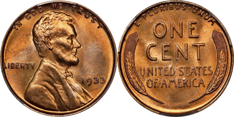 1933 Lincoln Cent. MS-66 RD (PCGS).

PCGS# 2629. NGC ID: 22D7.