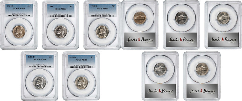 Lot of (5) Mint State 1950s Jefferson Nickels. (PCGS).

Included are: 1954-S M...