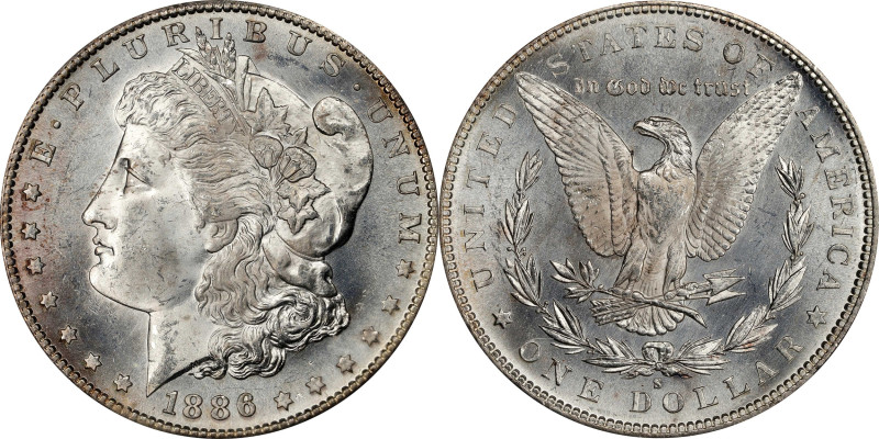 1886-S Morgan Silver Dollar. MS-63 (PCGS). OGH.

PCGS# 7170. NGC ID: 254X.