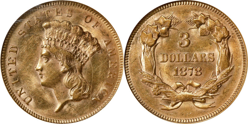 1878 Three-Dollar Gold Piece. MS-61 (NGC).

PCGS# 8000. NGC ID: 25MZ.