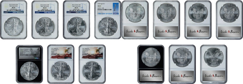 Lot of (7) Silver Eagles. MS-69 (NGC).

Included are: 2013 First Releases; 201...