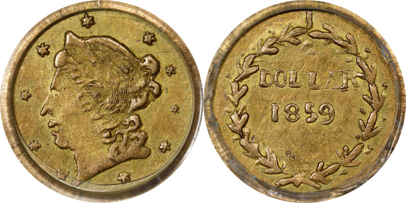 1859 Round 25 Cents. BG-801. Rarity-3. Liberty Head. AU Details--Cleaned (PCGS)....