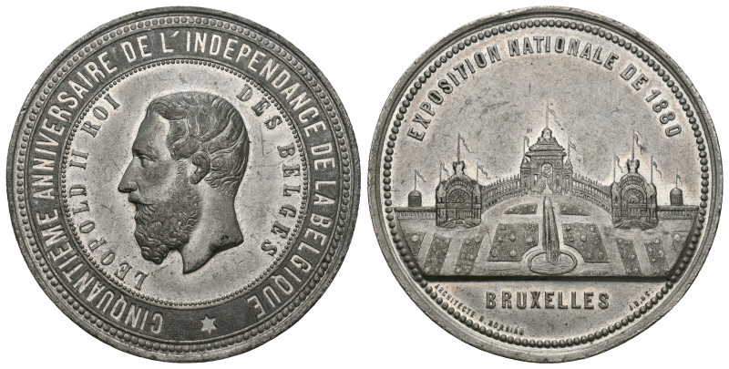 Belgium. 1880 white metal medal “International exposition in Brussels”. And also...