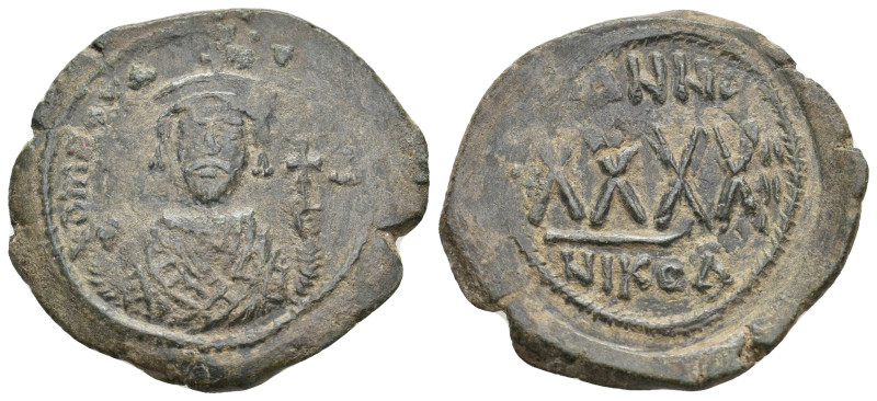 MAURICE TIBERIUS (582-602). Follis. Nicomedia.
10.6 Gr. 34 mm.