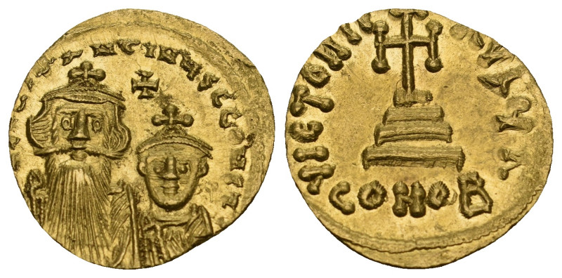 HERACLIUS with HERACLIUS CONSTANTINE (610-641). GOLD Solidus. Constantinople.
4...