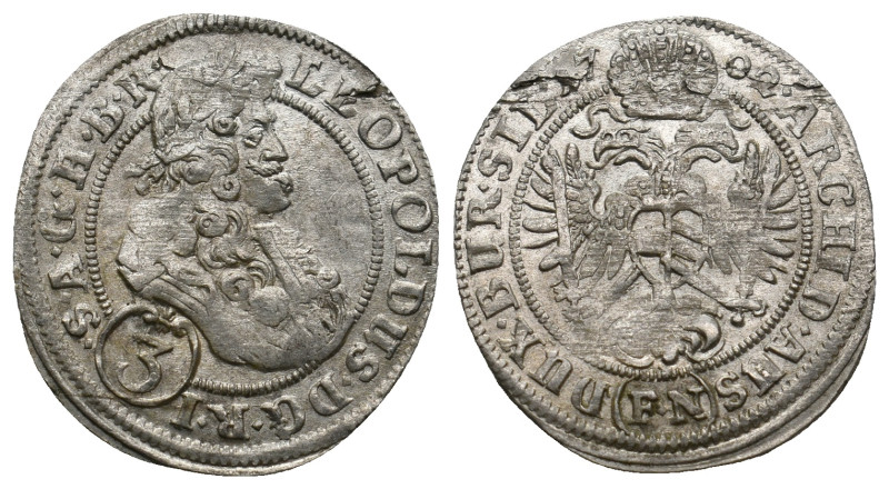 HOLY ROMAN EMPIRE. Leopold I (1657-1705). 3 Kreuzer.
1.56 Gr. 22 mm.