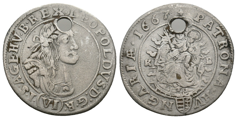 HOLY ROMAN EMPIRE. Leopold I (1657-1705). 6 Kreuzer (1667). Kremnitz.
2.76 Gr. ...