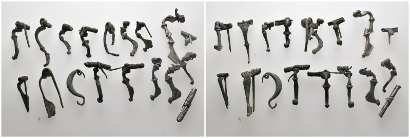 19 ROMAN BRONZE&SILVER FIBULA LOT (12)