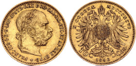 Austria 10 Corona 1896 MDCCCXCVI Key Date