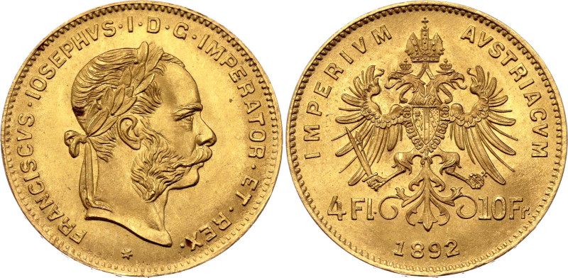 Austria 4 Florin / 10 Francs 1892 Restrike

KM# 2260, N# 23664; Gold (.900) 3....