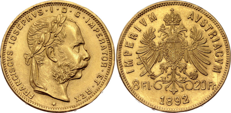 Austria 8 Florin / 20 Francs 1892 Restrike

KM# 2269, N# 17723; Gold (.900) 6....